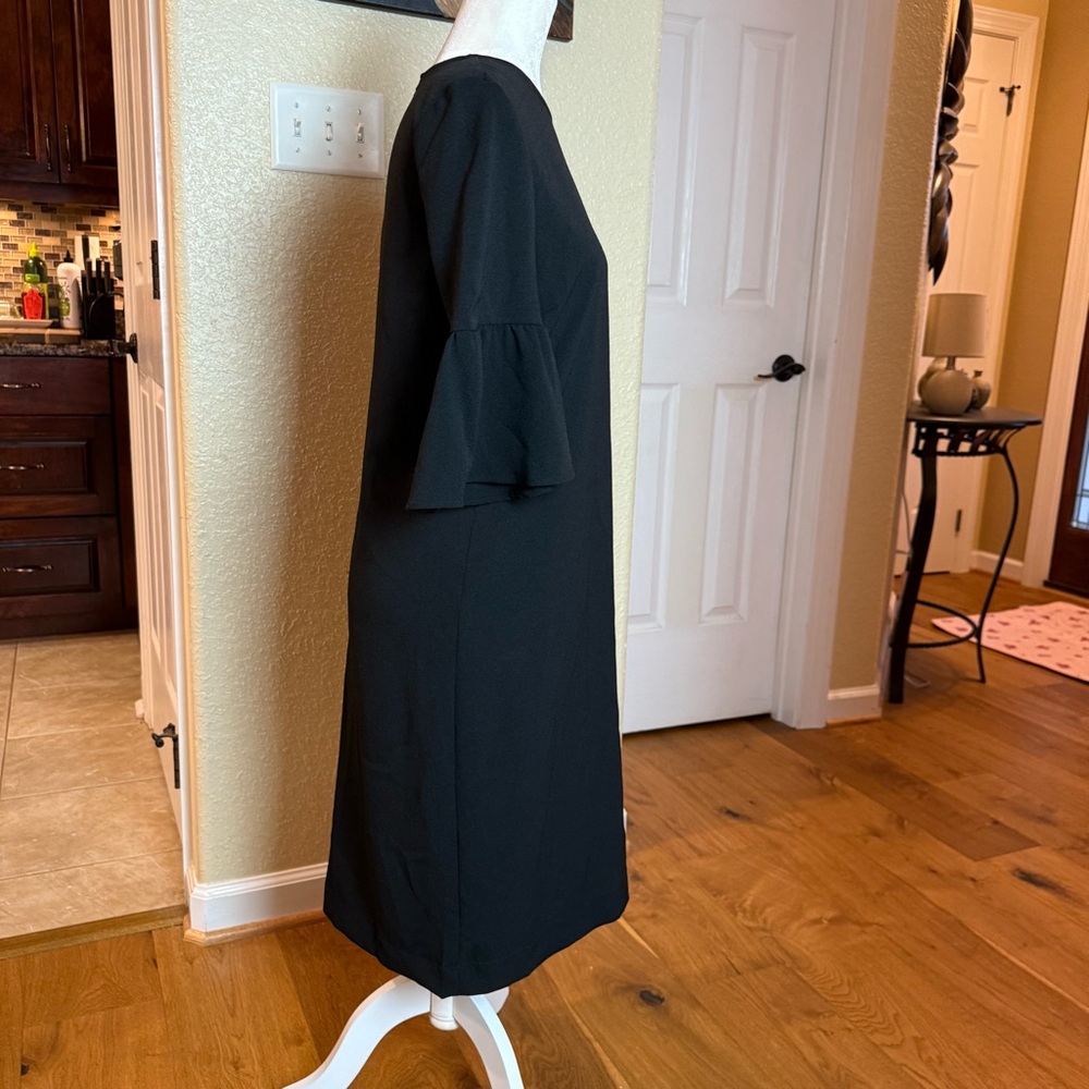 NWT Ganni Clark Black Dress Bell Sleeves Sz EU 36 US Small - Picture 8 of 13